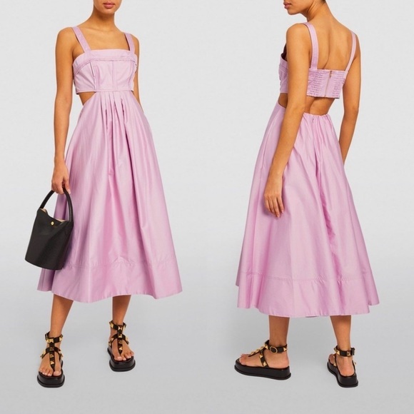 Aje Dresses & Skirts - Aje Frequency Midi Dress Women’s Size 0 Cutout Cotton Pink